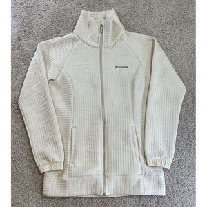 Columbia Jacket Waffle Weave Women’s Medium Ivory Full Zip Sweater